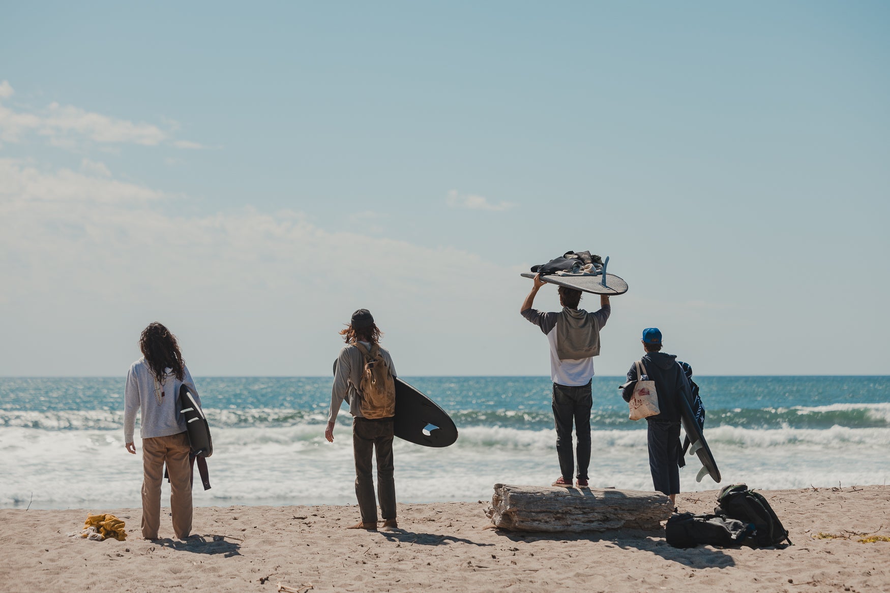 A Stack of Surfboards & An Empty Beach