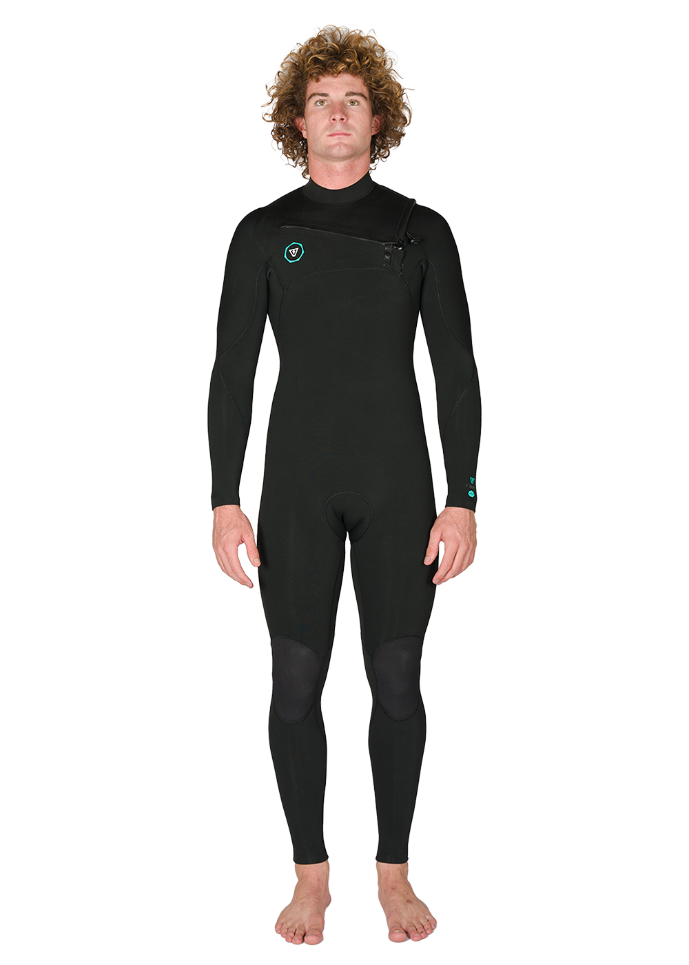 7 Seas 3-2 Full Chest Zip Wetsuit - Black with Jade Logos – Almond