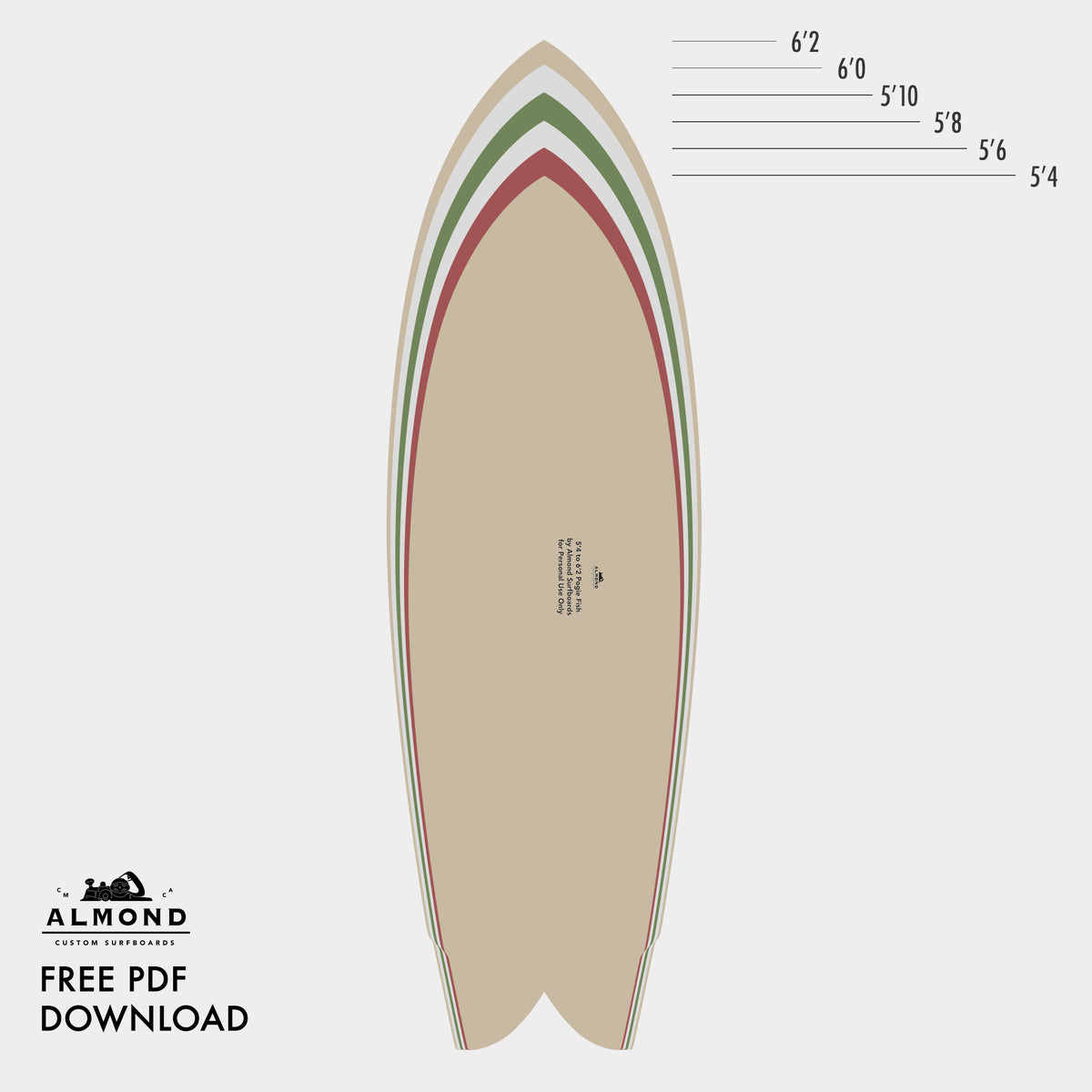 almond surfboard pogie フィッシュ+del-pa.de