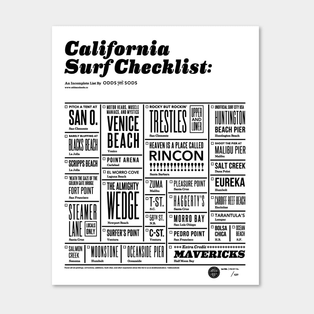 California Surf Checklist