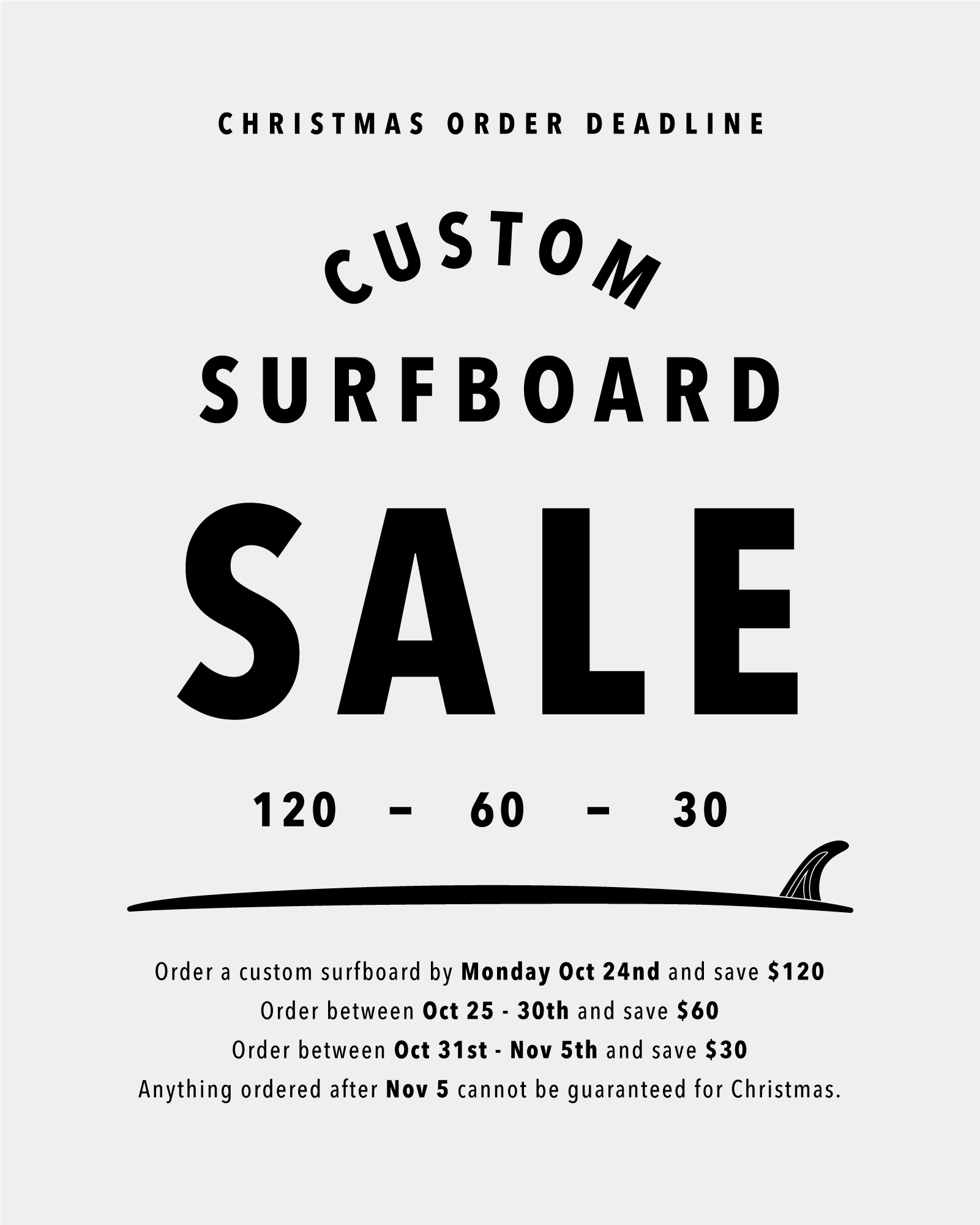 120 / 60 / 30 Surfboard Christmas Sale