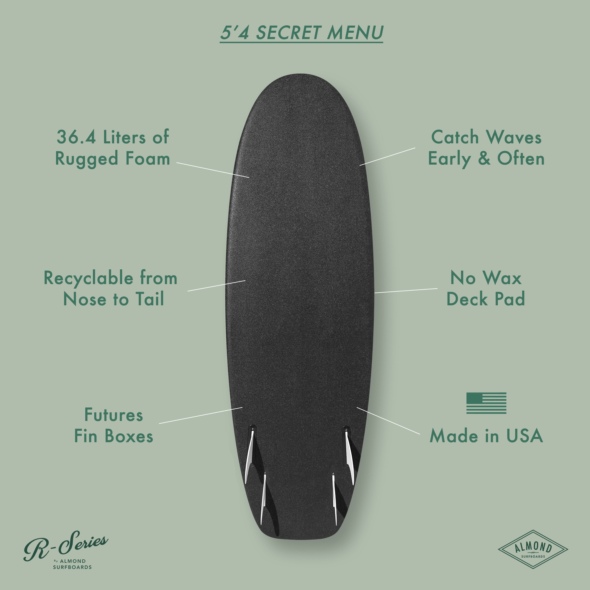 5'4 R-Series Secret Menu | Almond Surfboards & Designs
