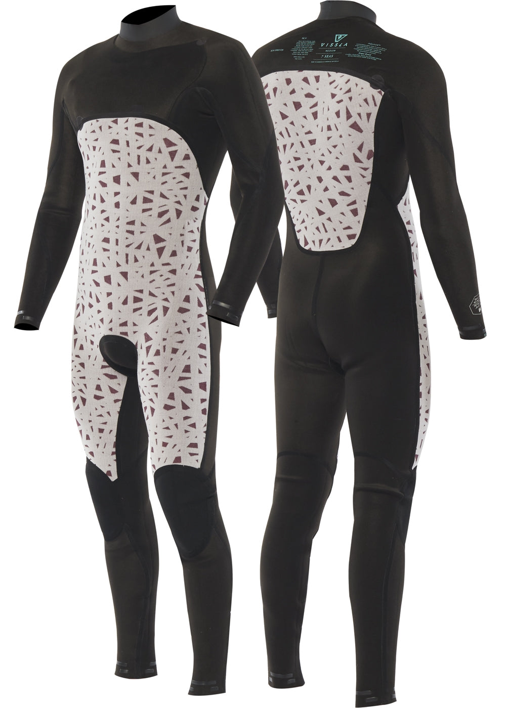 7 Seas 3-2 Full Chest Zip Wetsuit - Black with Jade Logos – Almond