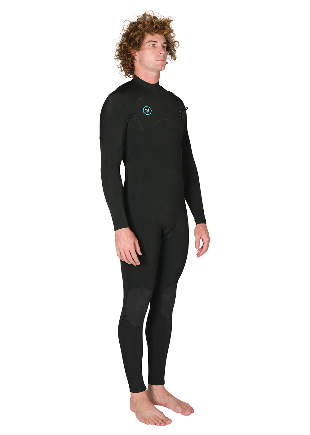 7 Seas 3-2 Full Chest Zip Wetsuit - Black with Jade Logos