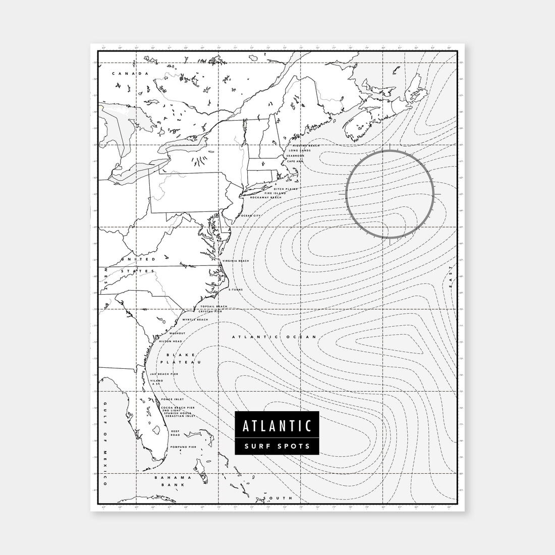 Atlantic Surf Spots | Poster (B/W)
