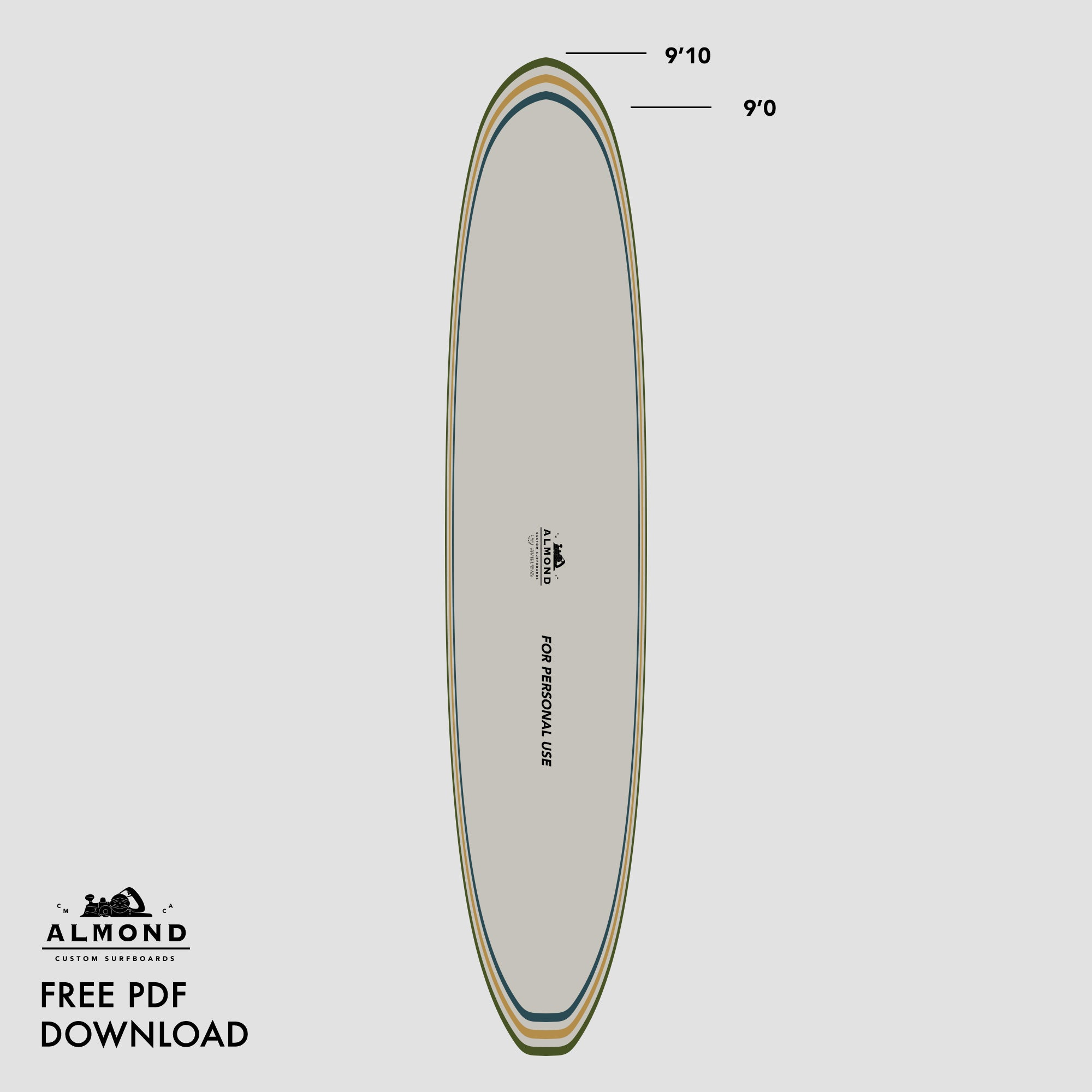 Free Downloadable Longboard Surfboard Template