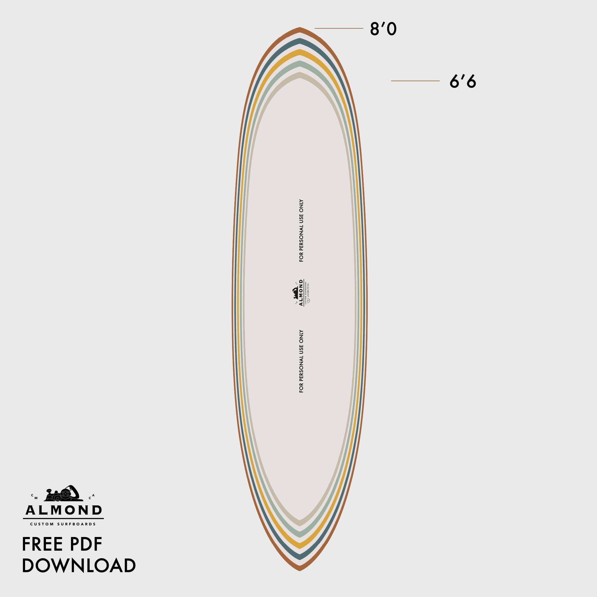 Free Downloadable Mid-Length Surfboard Template