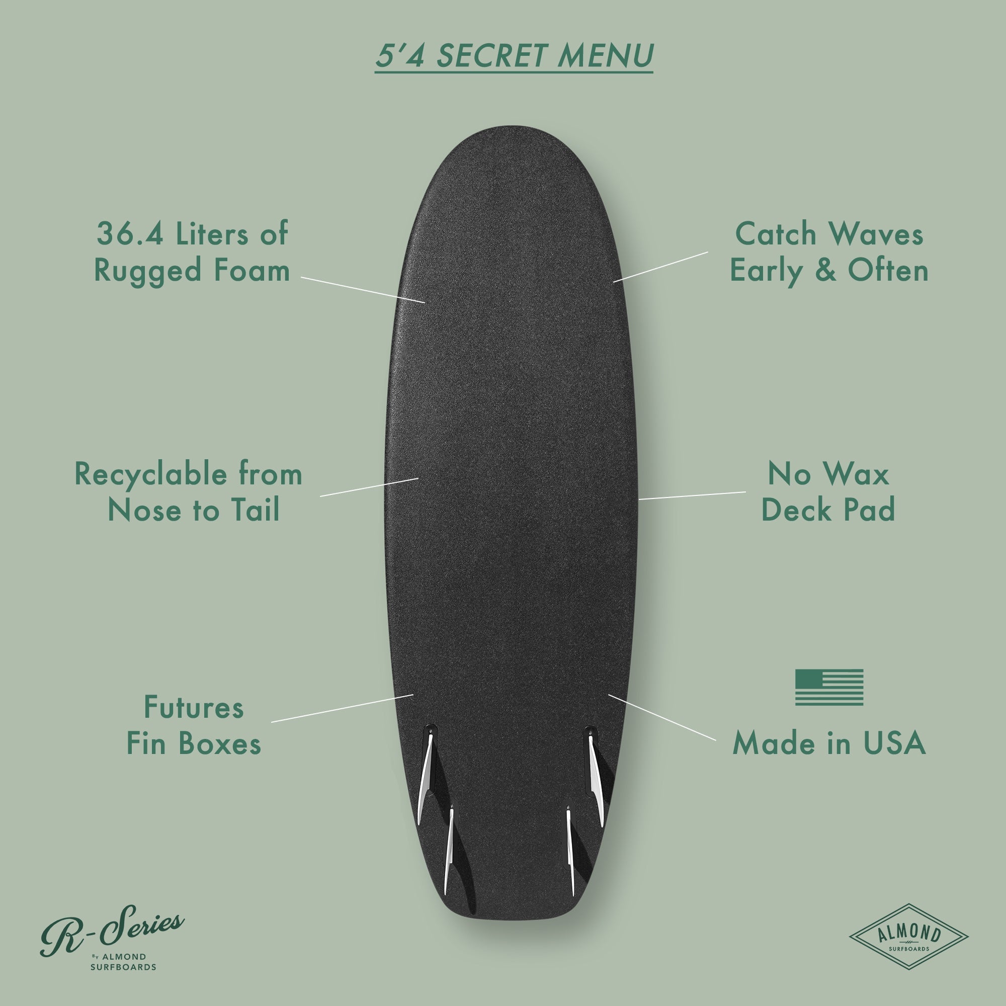 5'4 R-Series | Secret Menu | Almond Surfboards & Designs